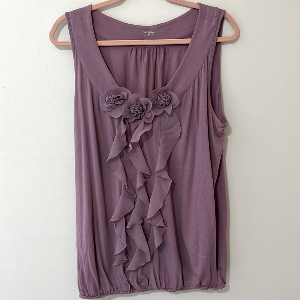 Loft shell top with floral details